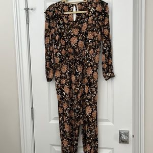 Free people Black & Floral jumpsuit